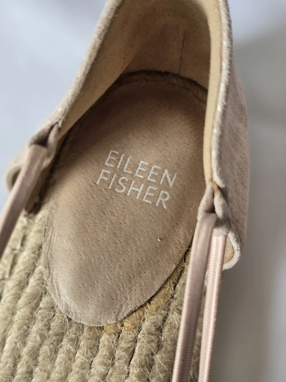 Eileen Fisher Metallic Stripe Suede Lace Up Espadrille Flats